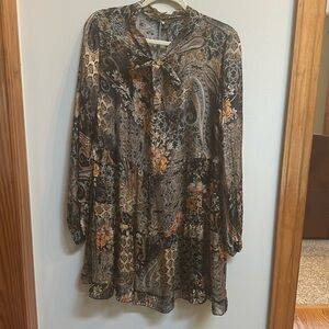 Long sleeve silk sheer dress - NWT - M made in Italy